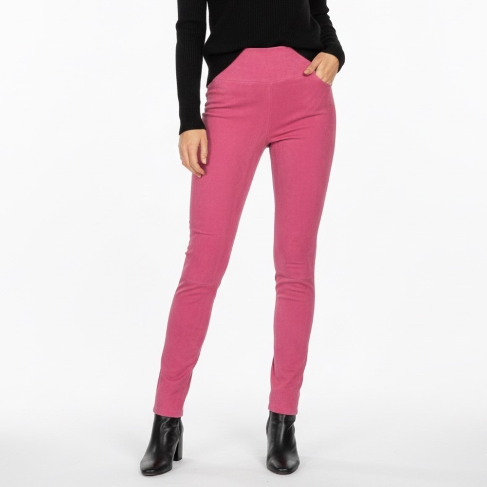 NWT Steven K Suede Leather Legging Pants Bright Pink US 4